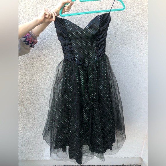 Gunne sax strapless black tulle formal tulle dress vintage - Picture 10 of 12